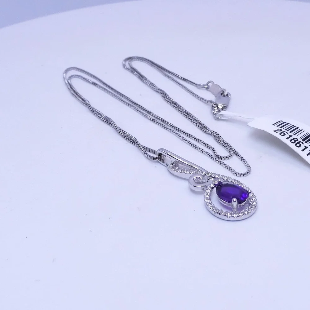 Chuck Clemency Sterling Silver 925 Purple Amethyst & White Topaz 18